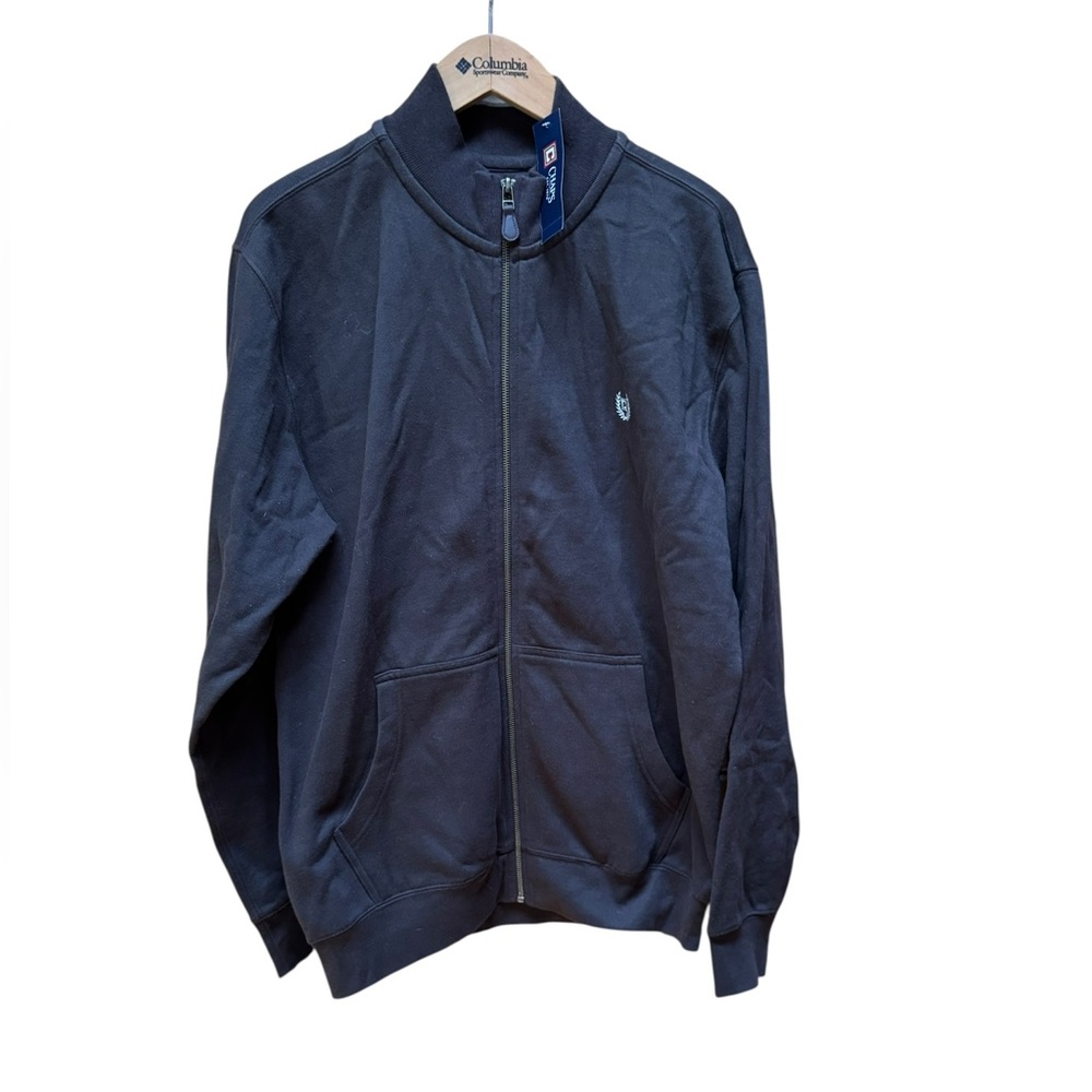 NWT Chaps Full-Zip Front Pockets Embroidered‎ Zip Sweater Fleece